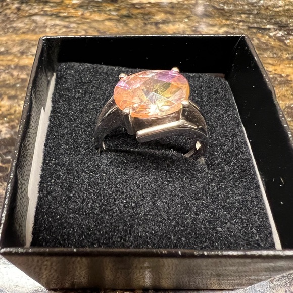 Pink/peach tone silver ring size 7 - Picture 3 of 8